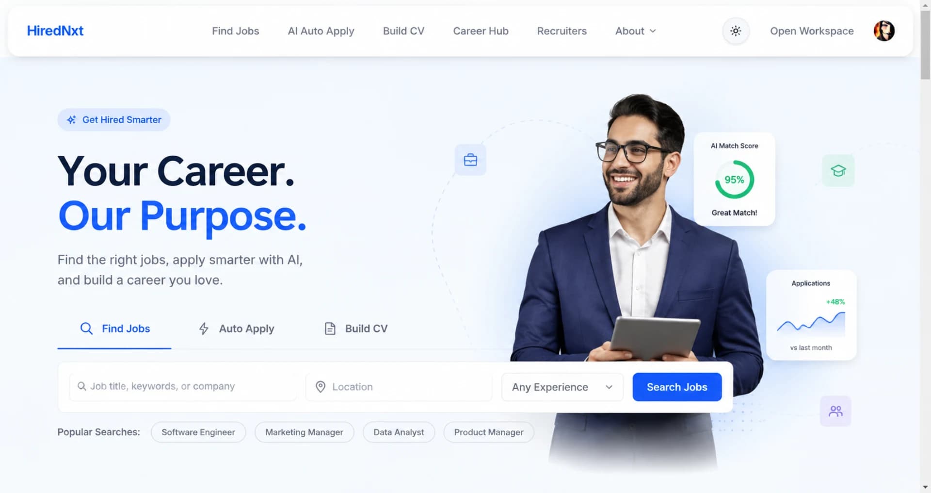HiredNxt AI job matching dashboard