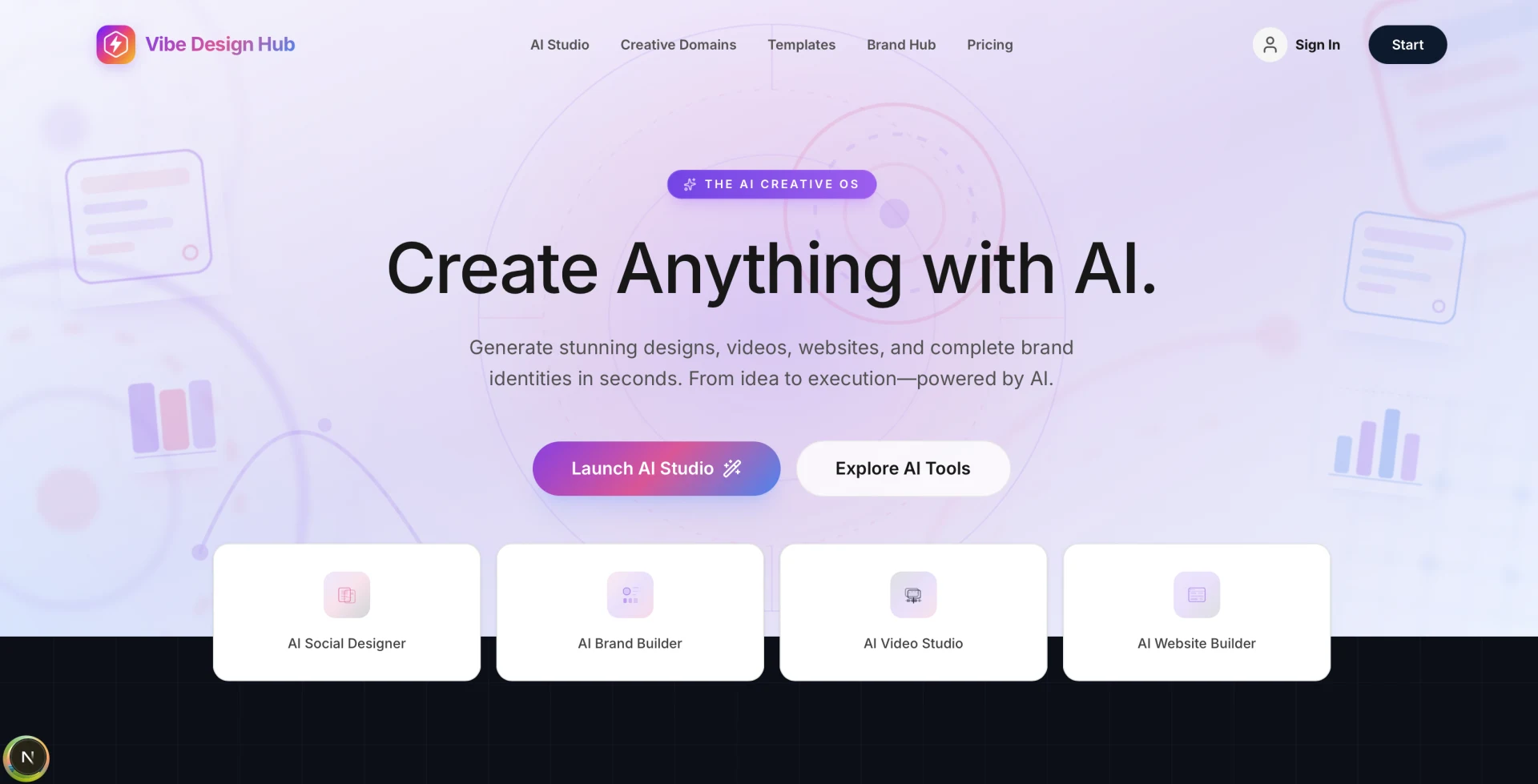 Vibe Design Hub creative studio website